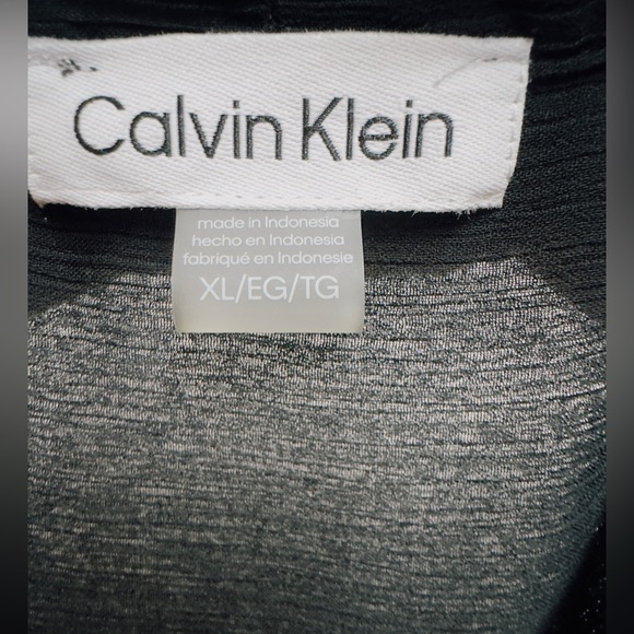 NWT Calvin Klein Semi Sheer V-Neck Black Blouse - Picture 9 of 11